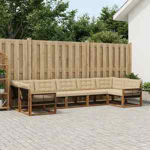 vidaXL Set de canapele de exterior cu pernă 7 pcs Natural și Bej imagine