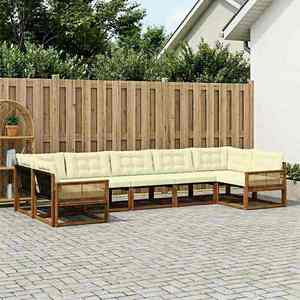 vidaXL Set de canapele de exterior cu pernă 7 pcs Natural și Crem imagine