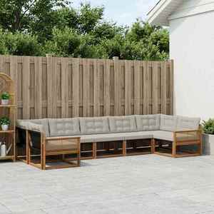 vidaXL Set de canapele de exterior 7 pcs Natural și gri deschis imagine