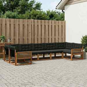 vidaXL Set de canapele de exterior cu pernă 7 pcs Natural și Negru imagine