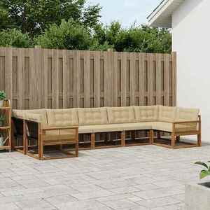 vidaXL Set de canapele de exterior cu pernă 7 pcs Natural și Bej imagine