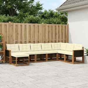 vidaXL Set de canapele de exterior cu pernă 8 pcs Natural și Crem imagine
