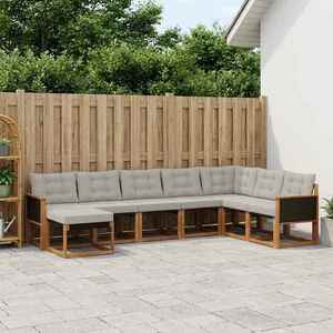 vidaXL Set de canapele de exterior 8 pcs Natural și Gri deschis imagine