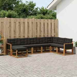 vidaXL Set de canapele de exterior cu pernă 8 pcs Natural și Negru imagine