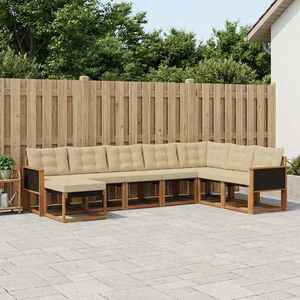 vidaXL Set de canapele de exterior cu pernă 8 pcs Natural și Bej imagine