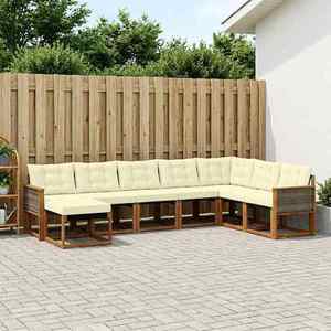 vidaXL Set de canapele de exterior cu pernă 8 pcs Natural și Crem imagine