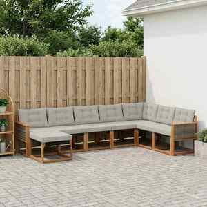 vidaXL Set de canapele de exterior 8 pcs Natural și Gri deschis imagine