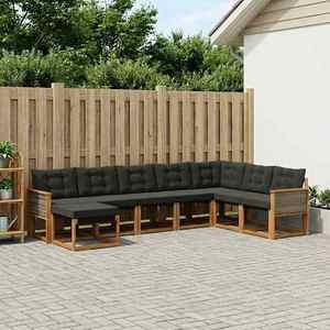 vidaXL Set de canapele de exterior cu pernă 8 pcs Natural și Negru imagine