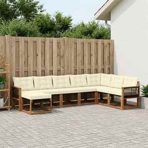 vidaXL Set de canapele de exterior cu pernă 8 pcs Natural și Crem imagine