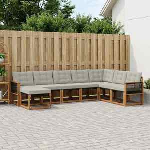 vidaXL Set de canapele de exterior 8 pcs Natural și Gri deschis imagine