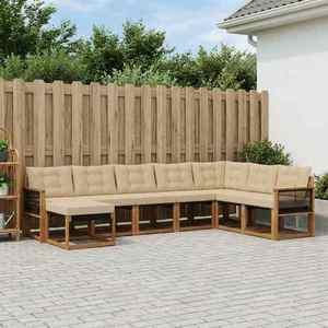 vidaXL Set de canapele de exterior cu pernă 8 pcs Natural și Bej imagine