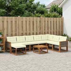 vidaXL Set de canapele de exterior cu pernă 9 pcs Natural și Crem imagine