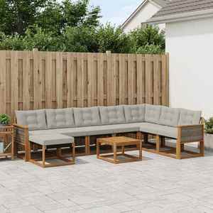 vidaXL Set de canapele de exterior 9 pcs Natural și Gri deschis imagine