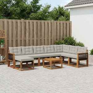 vidaXL Set de canapele de exterior 9 pcs Natural și Gri deschis imagine