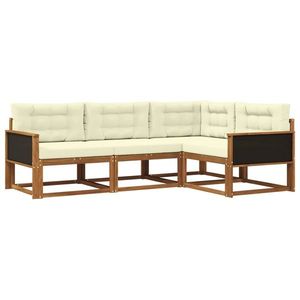 vidaXL Set de canapele de exterior cu pernă 4 pcs Natural și Crem imagine