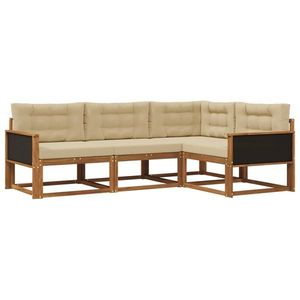 vidaXL Set de canapele de exterior cu pernă 4 pcs Natural și Bej imagine