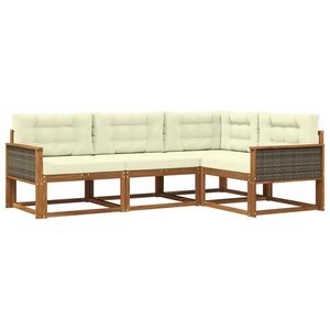 vidaXL Set de canapele de exterior cu pernă 4 pcs Natural și Crem imagine