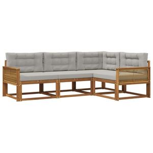 vidaXL Set de canapele de exterior 4 pcs Natural și Gri deschis imagine