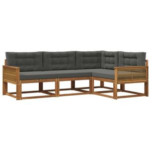 vidaXL Set de canapele de exterior cu pernă 4 pcs Natural și Antracit imagine