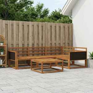 vidaXL Set de canapele de exterior 5 pcs natural Lemn Solid de Acacia imagine