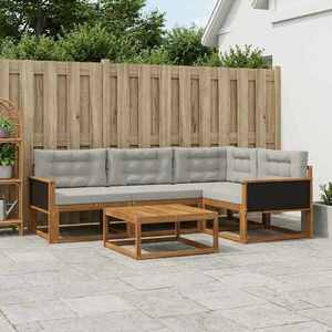 vidaXL Set de canapele de exterior 5 pcs Natural și Gri deschis imagine