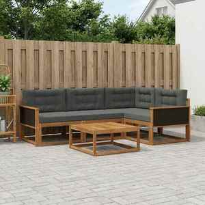 vidaXL Set de canapele de exterior cu pernă 5 pcs Natural și Antracit imagine