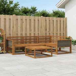 vidaXL Set de canapele de exterior 5 pcs natural Lemn Solid de Acacia imagine