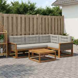 vidaXL Set de canapele de exterior 5 pcs Natural și Gri deschis imagine