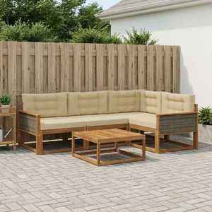 vidaXL Set de canapele de exterior cu pernă 5 pcs Natural și Bej imagine