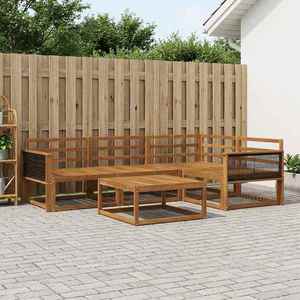 vidaXL Set de canapele de exterior 5 pcs natural Lemn Solid de Acacia imagine
