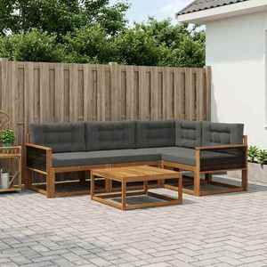 vidaXL Set de canapele de exterior cu pernă 5 pcs Natural și Antracit imagine