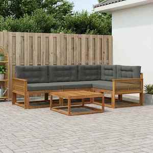 vidaXL Set de canapele de exterior cu pernă 5 pcs Natural și Antracit imagine