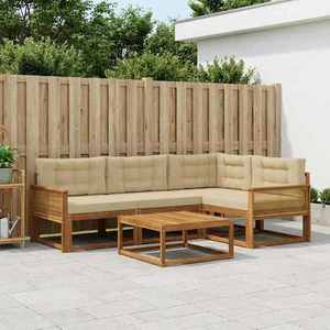 vidaXL Set de canapele de exterior cu pernă 5 pcs Natural și Bej imagine