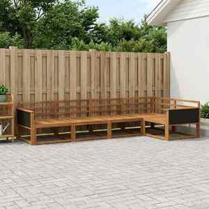 vidaXL Set de canapele de exterior 5 pcs natural Lemn Solid de Acacia imagine