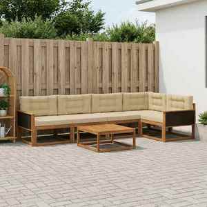 vidaXL Set de canapele de exterior cu pernă 6 pcs Natural și Bej imagine