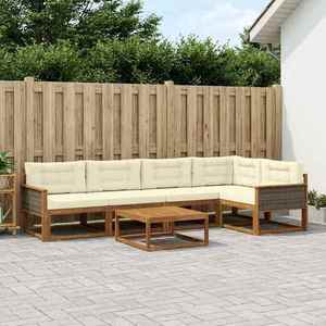 vidaXL Set de canapele de exterior cu pernă 6 pcs Natural și Crem imagine