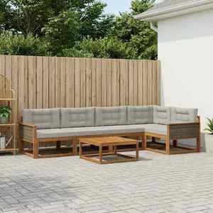 vidaXL Set de canapele de exterior 6 pcs Natural și Gri deschis imagine