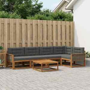 vidaXL Set de canapele de exterior cu pernă 6 pcs Natural și Antracit imagine