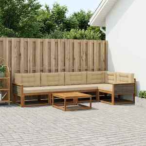 vidaXL Set de canapele de exterior cu pernă 6 pcs Natural și Bej imagine