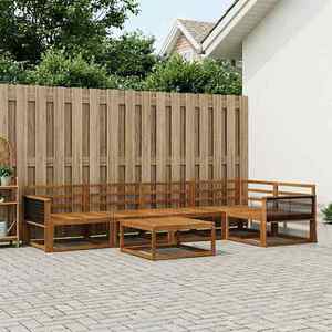 vidaXL Set de canapele de exterior 6 pcs natural Lemn Solid de Acacia imagine