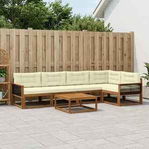 vidaXL Set de canapele de exterior cu pernă 6 pcs Natural și Crem imagine