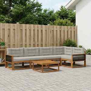 vidaXL Set de canapele de exterior 6 pcs Natural și Gri deschis imagine