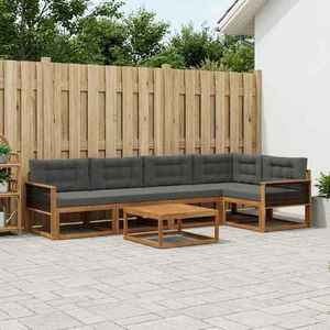 vidaXL Set de canapele de exterior cu pernă 6 pcs Natural și Antracit imagine