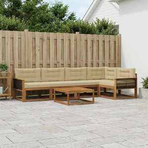 vidaXL Set de canapele de exterior cu pernă 6 pcs Natural și Bej imagine