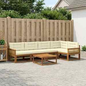 vidaXL Set de canapele de exterior cu pernă 6 pcs Natural și Crem imagine
