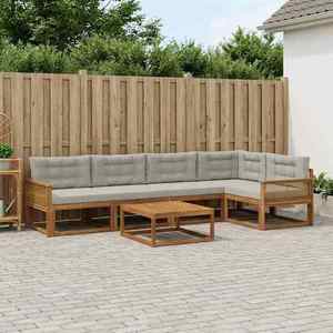 vidaXL Set de canapele de exterior 6 pcs Natural și Gri deschis imagine