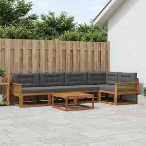 vidaXL Set de canapele de exterior cu pernă 6 pcs Natural și Antracit imagine