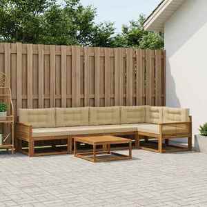 vidaXL Set de canapele de exterior cu pernă 6 pcs Natural și Bej imagine