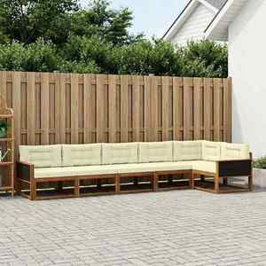 vidaXL Set de canapele de exterior cu pernă 6 pcs Natural și Crem imagine