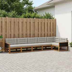 vidaXL Set de canapele de exterior 6 pcs Natural și Gri deschis imagine